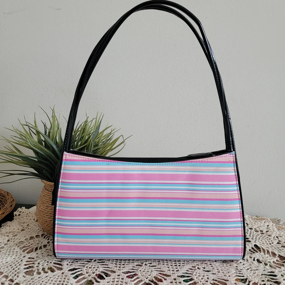 Kate Spade Pink and Blue Striped Shoulder Bag Set